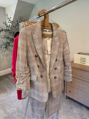Veronica Beard Brixton Beige Plaid Double-Breasted Suit NWT